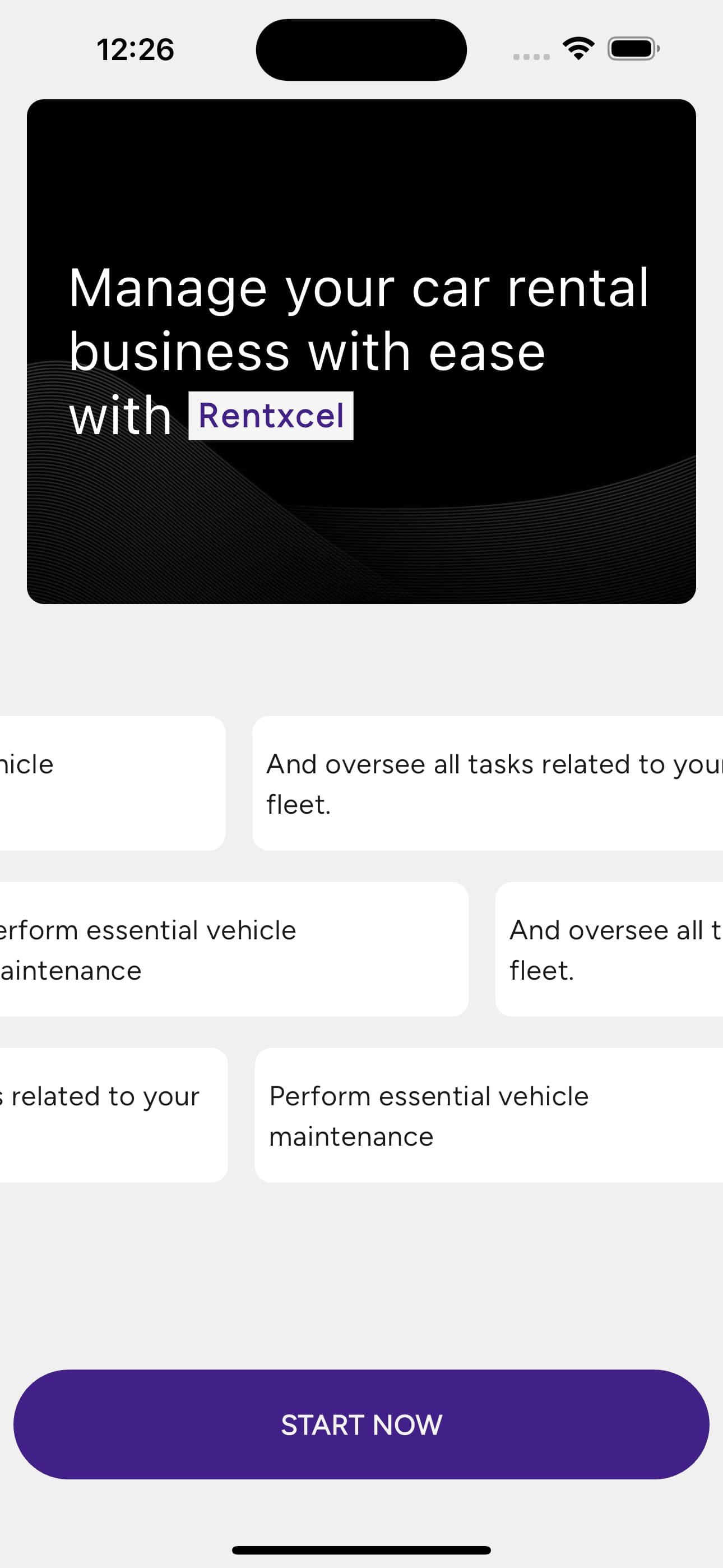 RentXcel App Interface